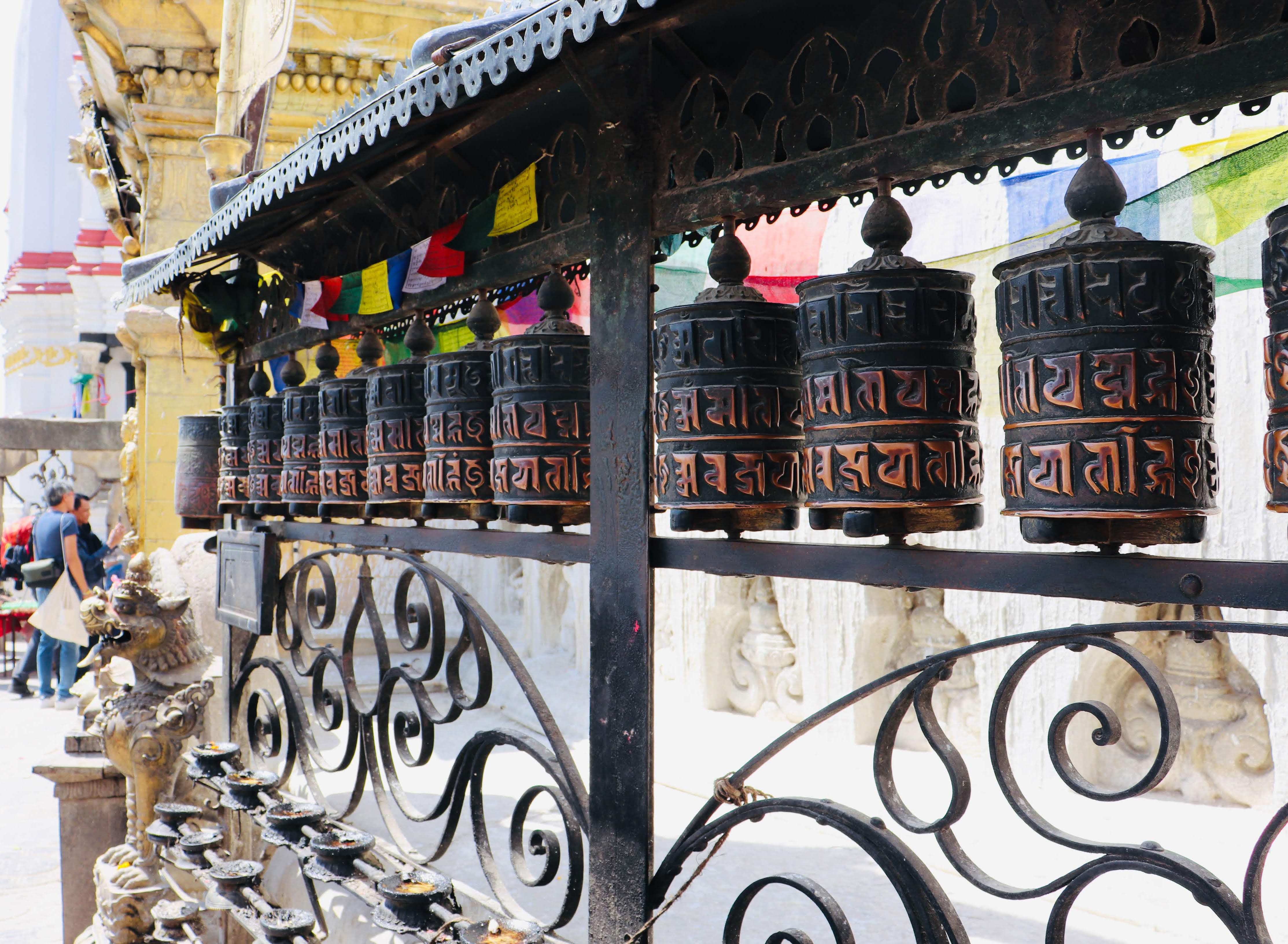 Prayer wheels, Swayambhunath in Kathmandu